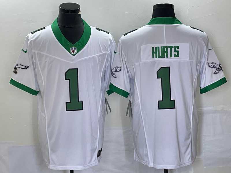 Men's Philadelphia Eagles #1 Jalen Hurts White 2023 FUSE Vapor Untouchable Stitched Jersey,We sell and wholesale Men's Philadelphia Eagles #1 Jalen Hurts White 2023 FUSE Vapor Untouchable Stitched Jersey on line form chian!